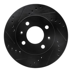 Dodge Verna Brake Rotor (1) - Front Left - R1 Concepts - Drilled & Slotted - Black - `03-`06